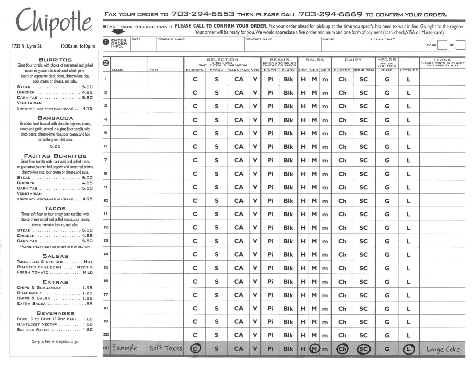 Chipotle menu online pdf